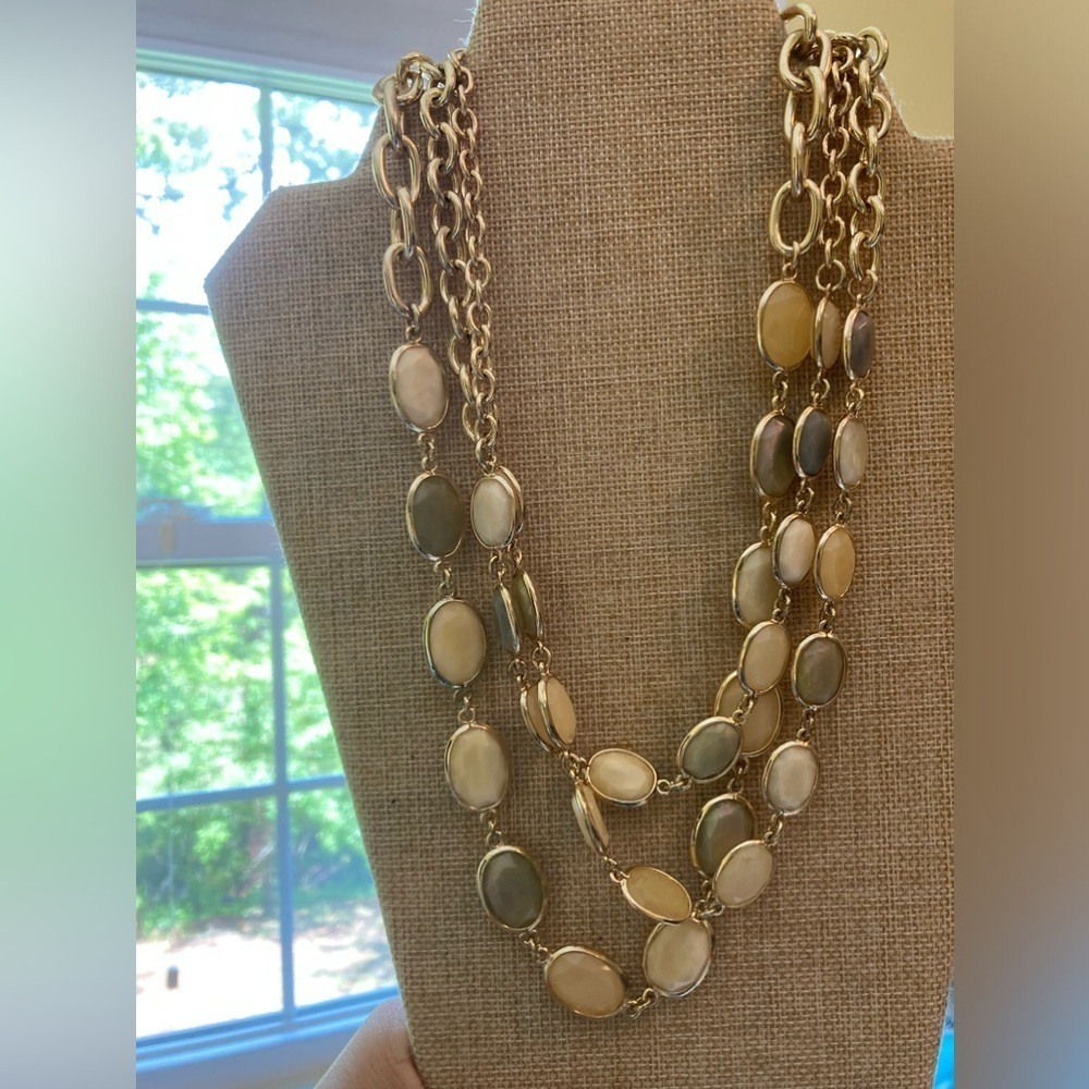 Talbots Multi Layered Earth Tone Statement Neckla… - image 2